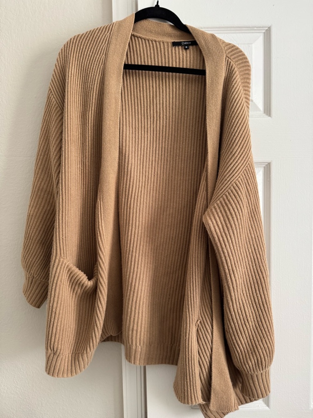 Quince 100% Organic Cotton Oversized Cardigan in Camel